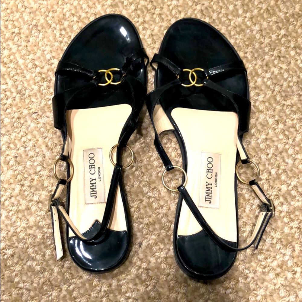 Jimmy Choo black sandals.